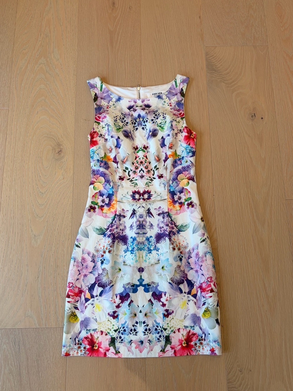 Ever New Floral Mirror Print Mini Dress Sleeveless Back Zip Size 2